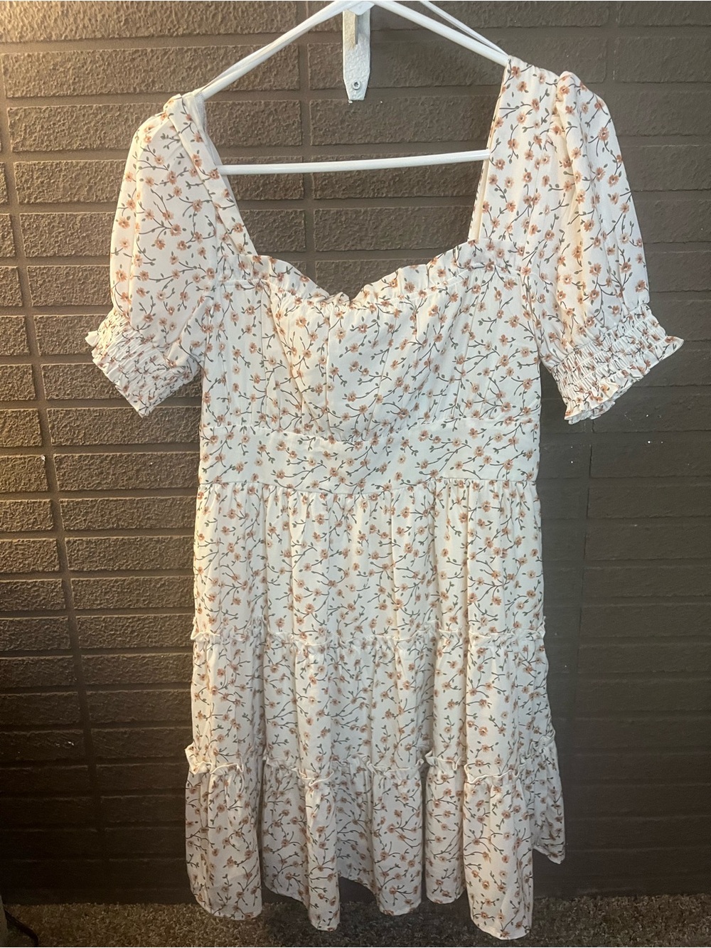 Blu Pepper Cream Dress with Rust Floral Print